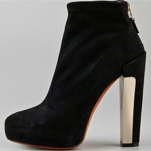 Brian Atwood suede black heeled boots 9